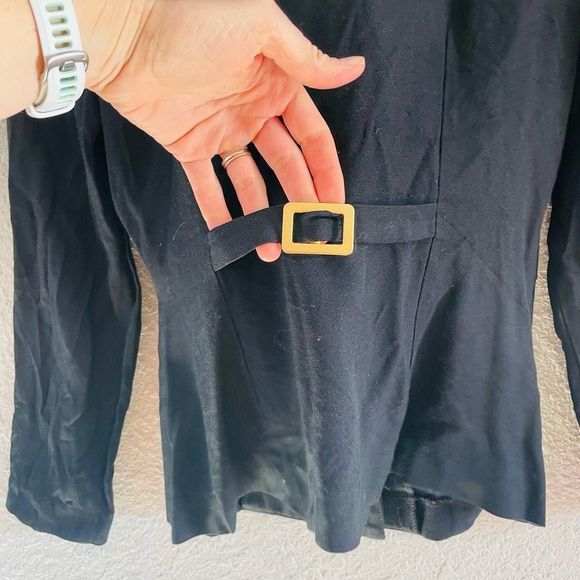 Vintage Gold Button Black Button Up Collared Blouse - Picture 5 of 9